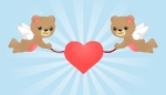Two Flying Bears Holding Heart